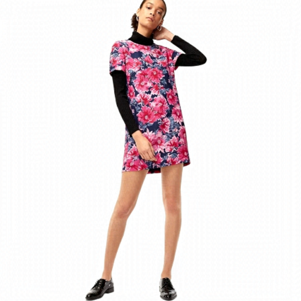 ARITZIA Babaton Patricio T-shirt Floral Mini Dress Blue Purple Size 0